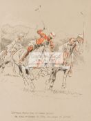 A group of four artworks featuring polo, i) a print titled "Let other people play at other things,