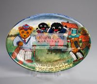 Rare cricket hand painted nurseryware oval dish,