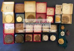 A collection of thirteen sword fencing prize medals, for late 1940's/early 1950's,