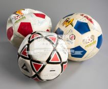 A trio of autographed footballs from the 1986 World Cup including the winners Argentina,