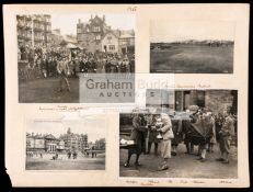 Pages from a Scottish family photograph album including golf subjects in the 1920s/1930s,