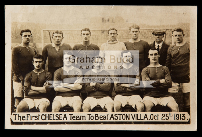 Two Chelsea FC team-group postcards from season 1913-14,