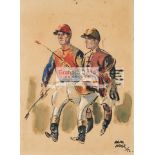 Harold George Packer (1908-1999) JOCKEYS RETURNING TO THE WEIGHING ROOM signed & dated '52,
