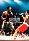 A Joe Frazier signed colour photograph, the 16 by 12in,
