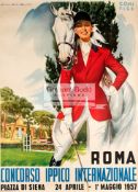 Large Italian poster for the international equestrian competition the "Piazza di Siena" held in