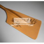 A 'golden' oar signed by the British coxless pair rowers Steve Redgrave and Matthew Pinsent gold