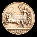 St Moritz 1928 Winter Olympic Games participant's medal, bronze, by M.