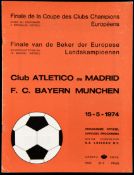 European Cup Final programme Atletico Madrid v Bayern Munich played at the Heysel Stadium, Brussels,