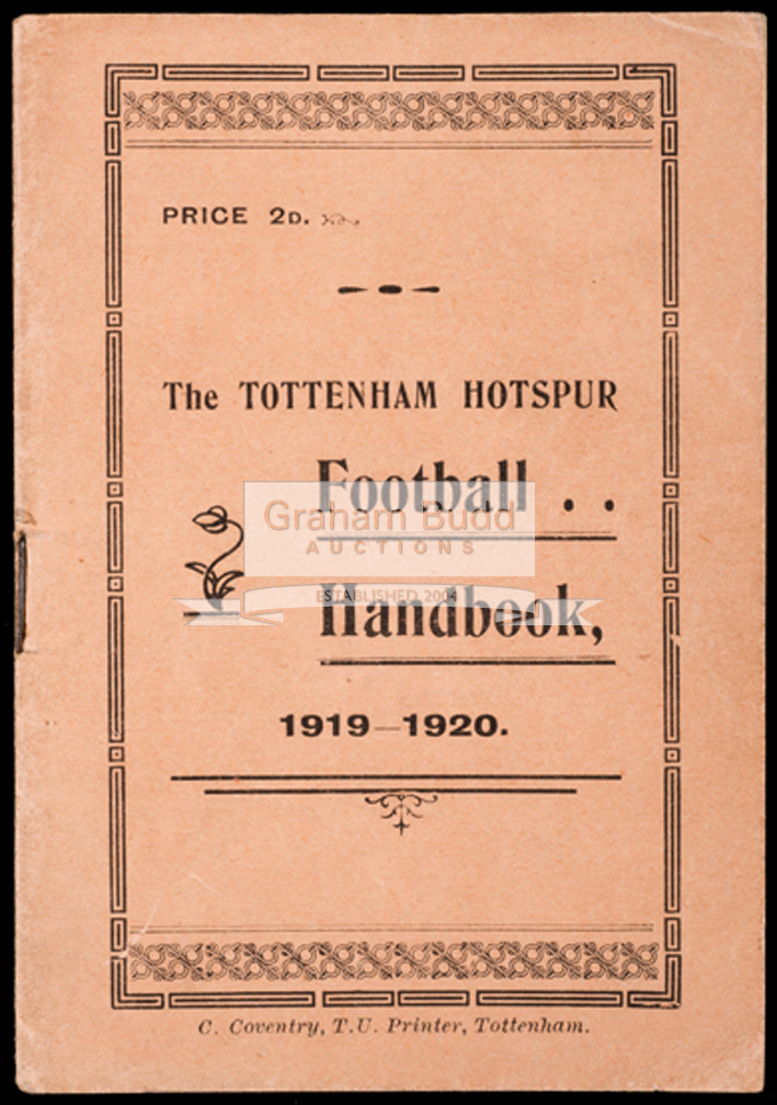 Tottenham Hotspur club handbook season 1919-20, the first issue after the First World War,