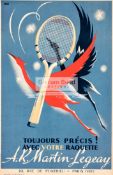 French advertisement poster for "Martin-Legeay" tennis racquets,