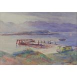 Glass, William Mervyn 1885-1965 British AR, The Wooden Jetty. 7.25 x 10.5 ins., (18.5 x 27.5 cms.