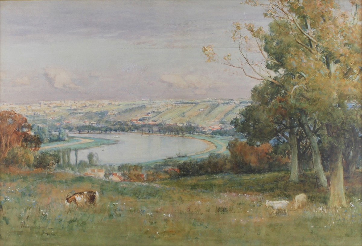 Farquharson, David., 1839-1907, British, River Above Rouen. 16 x 24, (41 x 60.5 cms.