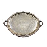 A large late Victorian silver twin handled tray.