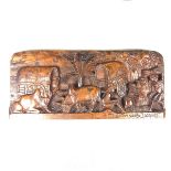 A French Colonial carved hardwood plaque by Randriosolo Jacques.