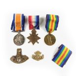 Three WWI medals presented to Private/Lance Corporal F W Gibbs of the Welsh Regiment.