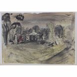 Piper, John 1903-1992 British AR, The Garden House. 8 x 11.5 ins., (20.5 x 29 cms.