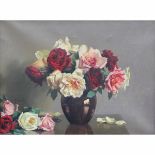 Hampel, Carl 1887-1942 Australian, Still Life, Roses. 18 x 24 ins., (45.75 x 61 cms.
