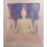 Newington, Charles Contemporary British AR, Three Buddhas. 11 x 10 ins., (28 x 25.5 cms.