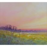 Neal, William b1947 British AR, Sunset. 14.25 x 16 ins., (36 x 40.5 cms.), Oil on Board, Signed.