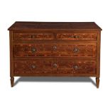 Walnut chest of drawers with maple threads and inlay, Rolo, late 18th Century - early 19th Century.