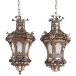 Pair of metal processional lanterns, 19th Century.