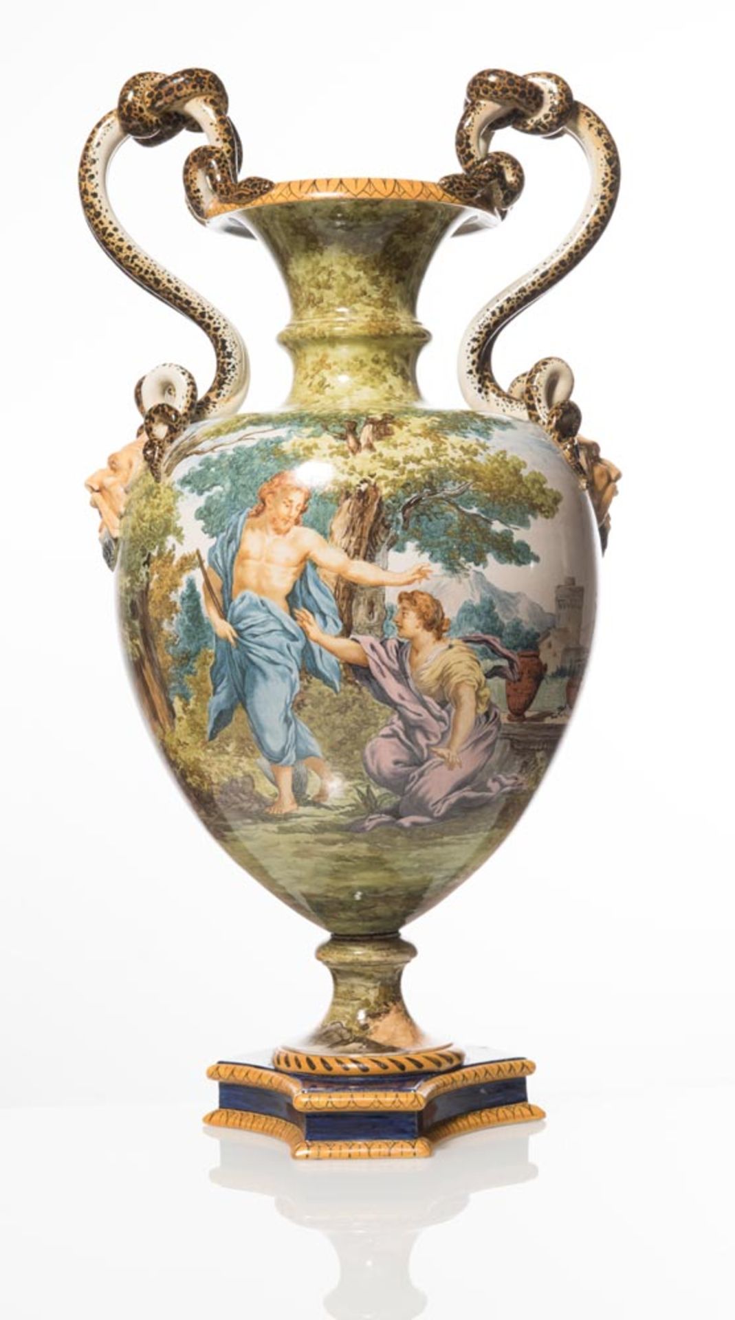 Ginori Manufacture, Doccia, polychrome majolica vase.