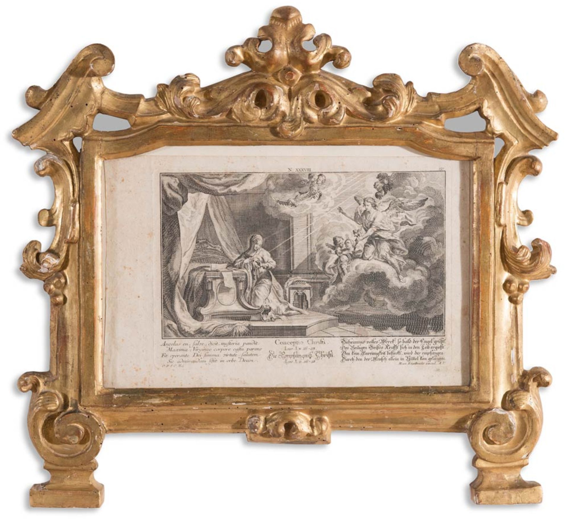 Carved and gilt wood frame, 18th Century.