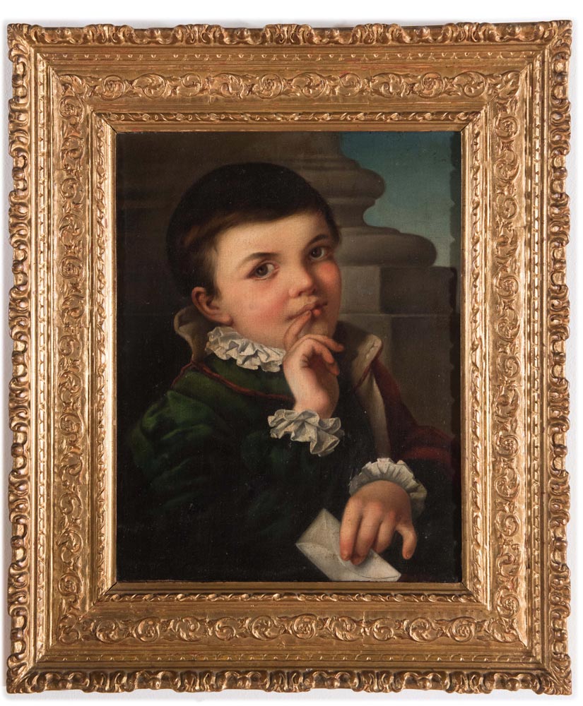 Late 18th - early 19th Century painter, "Ritratto di Nobile fanciullo con lettera".
