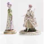 Luigi Fabris (Bassano del Grappa 1883 - 1952), pair of polychrome porcelain figurines "Ladies".