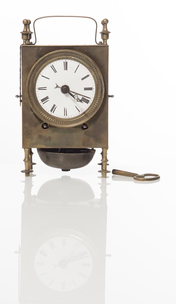 Bronze 'overturned' lantern clock, 19th Century.