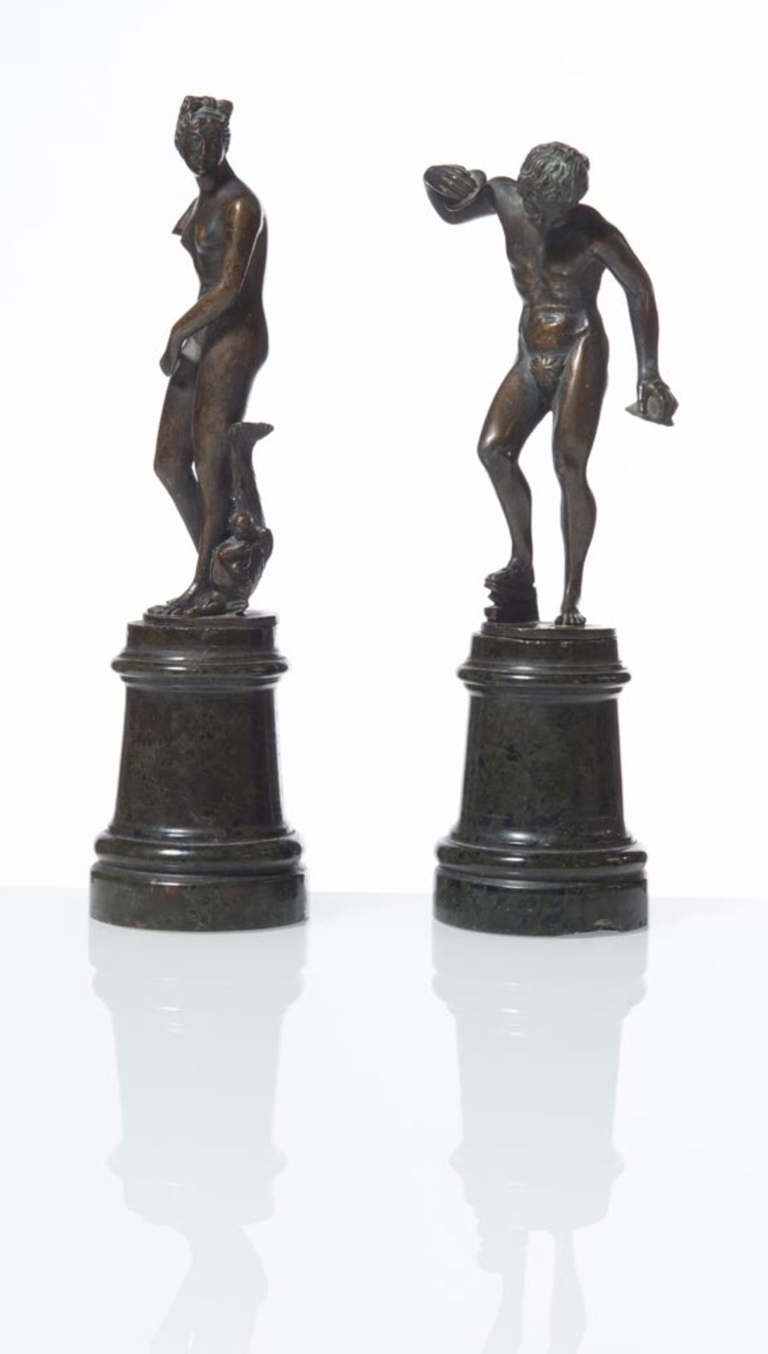 Pair of bronze sculpture, "Venere Anadiomene" - "Pan suona i cimbali", late 18th-early 19th Century