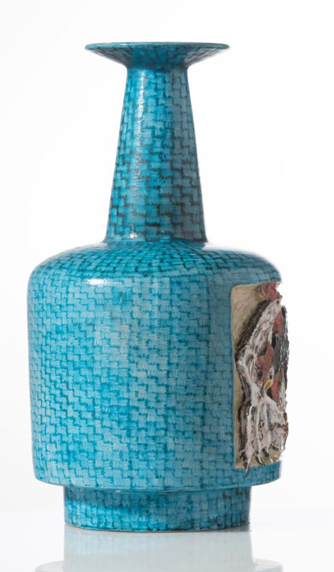 Ceramic vase, Manufacture Minghetti, 1950s, "Combattimento di Galli" - Image 2 of 2