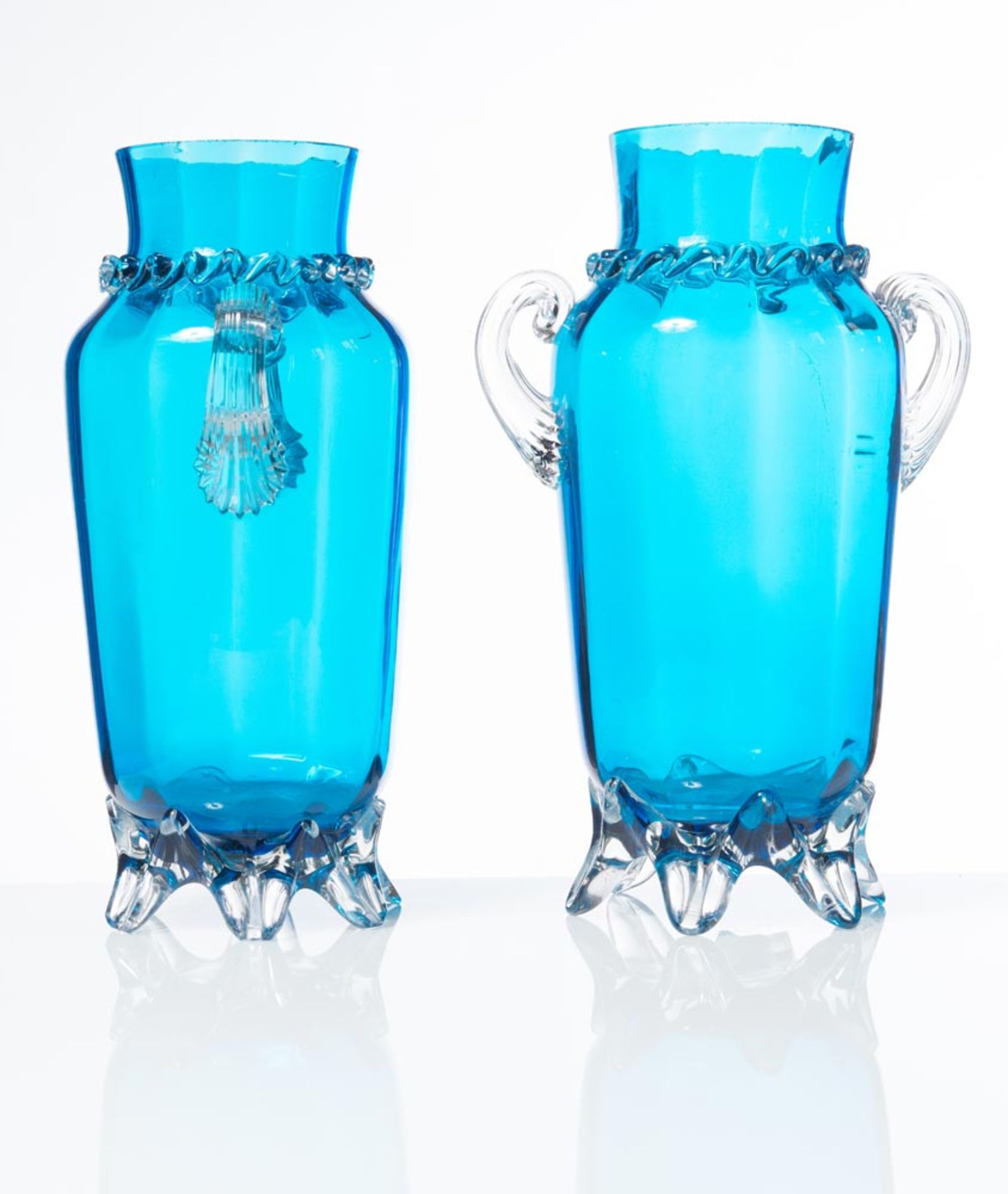 Pair of blue glass vases, Murano,20th Century - Image 2 of 2