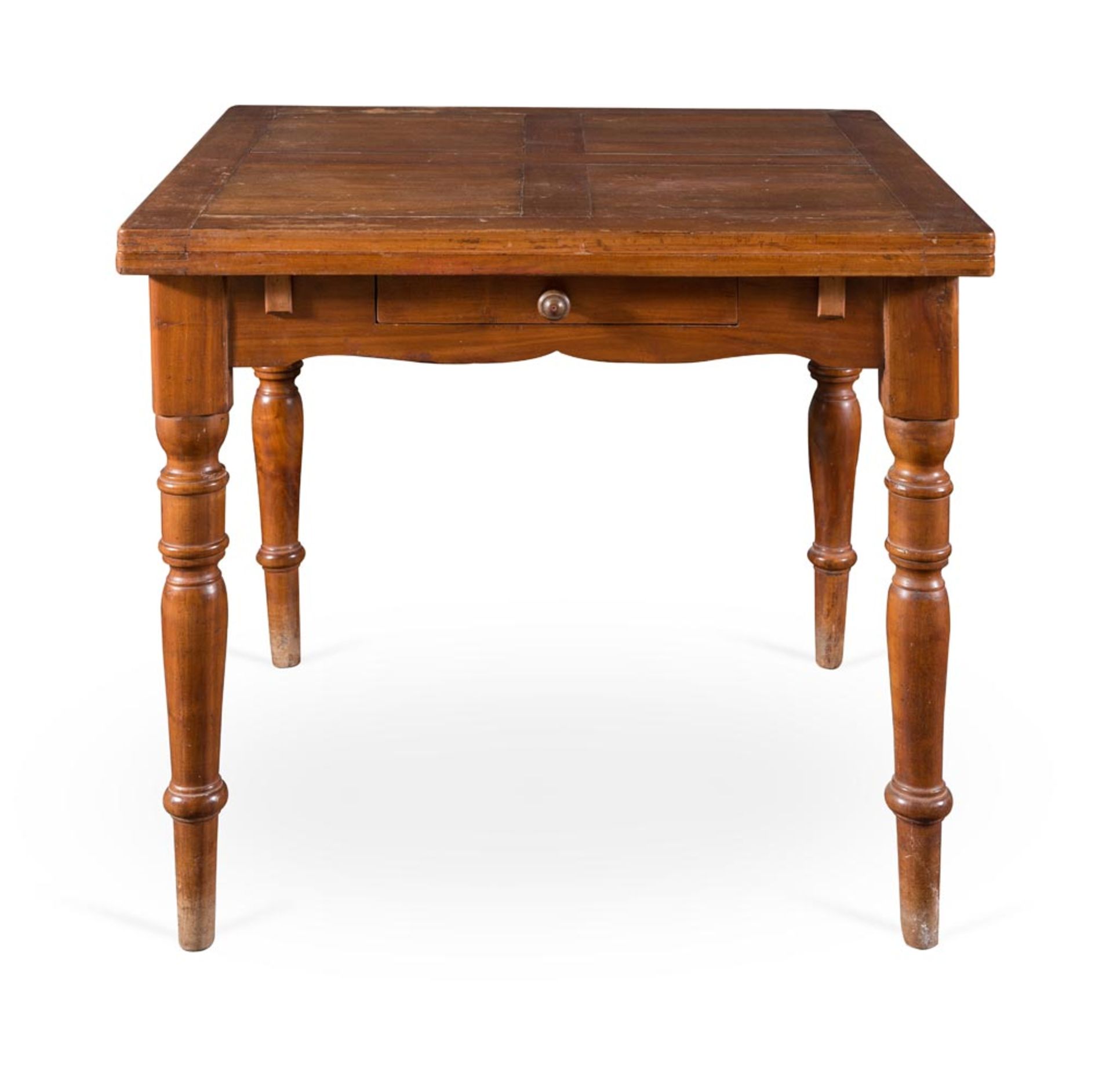 Cherry wood and walnut table with extensions, early 20th Century