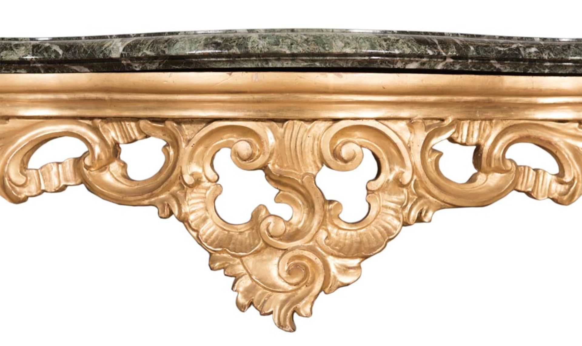 Carved and gilt wood console with green marble top, late 19th Century - Image 2 of 2