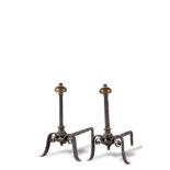 Pair of iron firedog, 19th Century