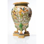 Majolica vase, Manufacture Molaroni, Pesaro, 1920s