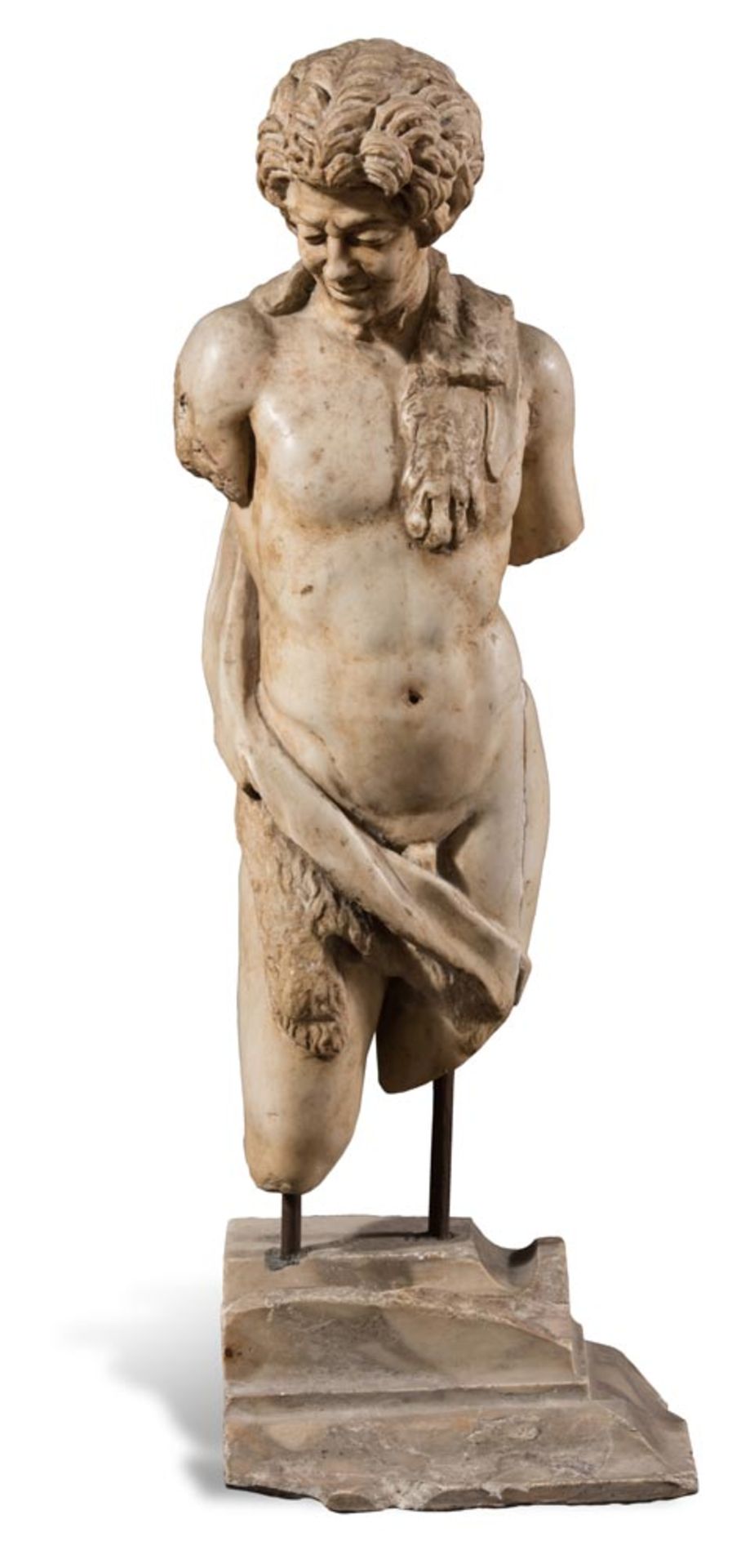 Ancient white marble sculpture, "Giovane Sileno"