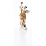 Capodimonte white and gilded pocelain sculpture, early 20th Century, "Figura femminile"