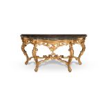 Carved and gilt wood console with green marble top, late 19th Century