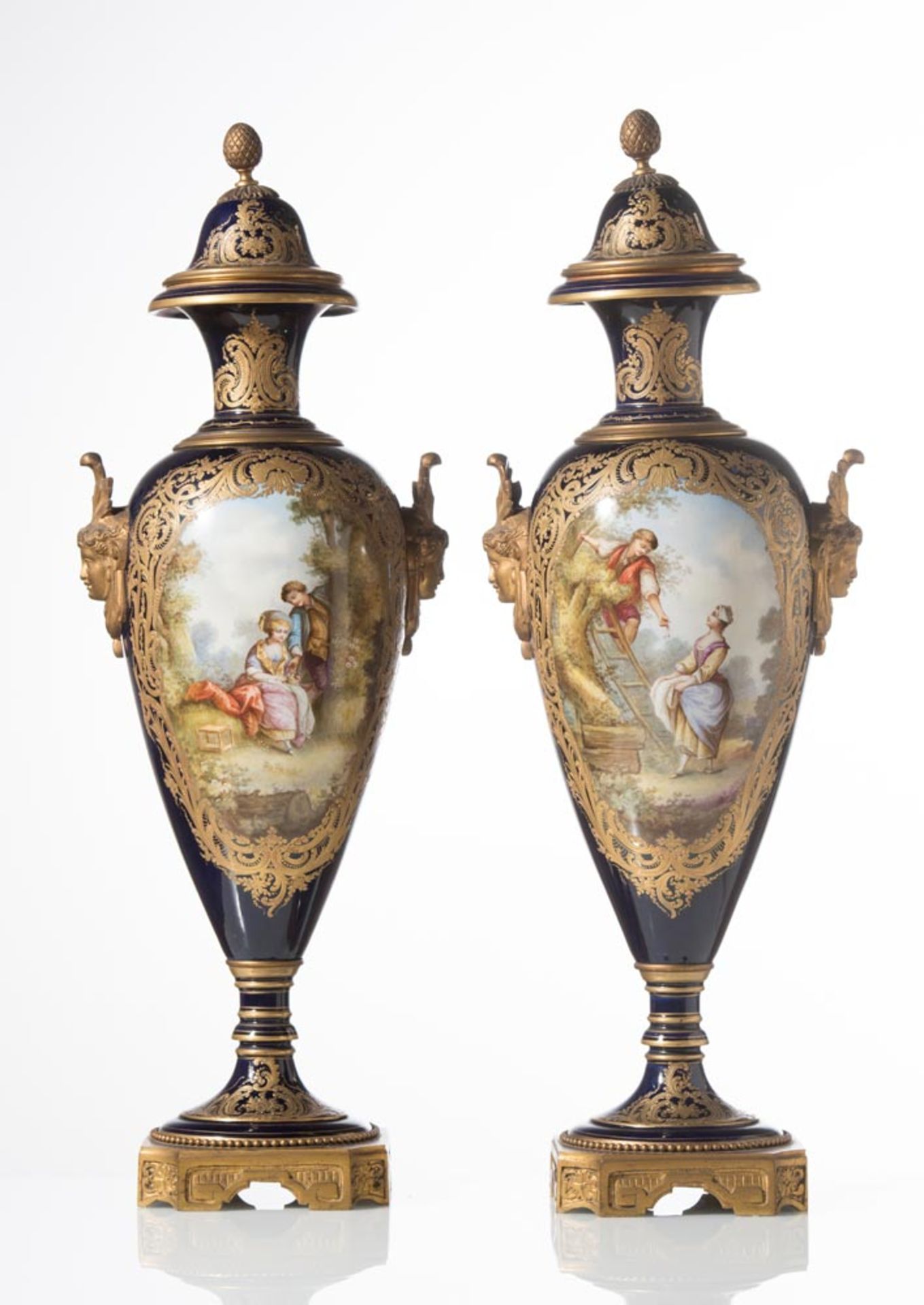 Pair of porcelain Sevres vase, France, 20th Century