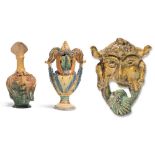 Lot of three Majolica objects, Sicily, Early 20th Centruy.