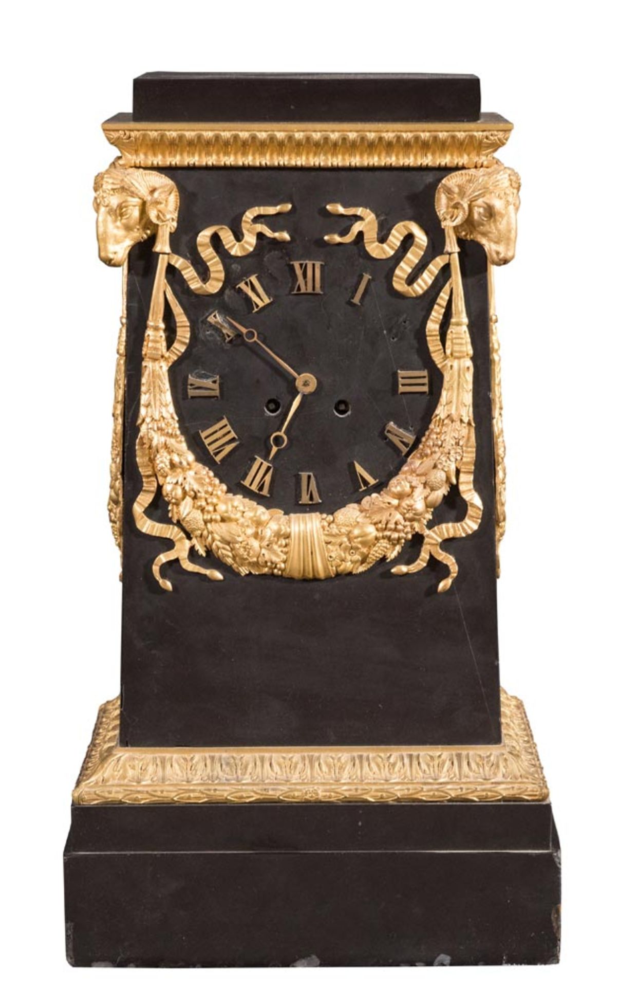 French gilt bronze and black marble table clock, 19th Century. - Image 2 of 2