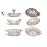 Lot of six silver objects, 20th Century.