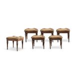 Six samll walnut stools, Emilia, half of 19th Century.