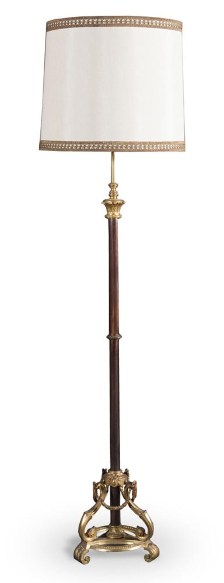 Bronze and gilt metal floor lamp, early 20th Century.