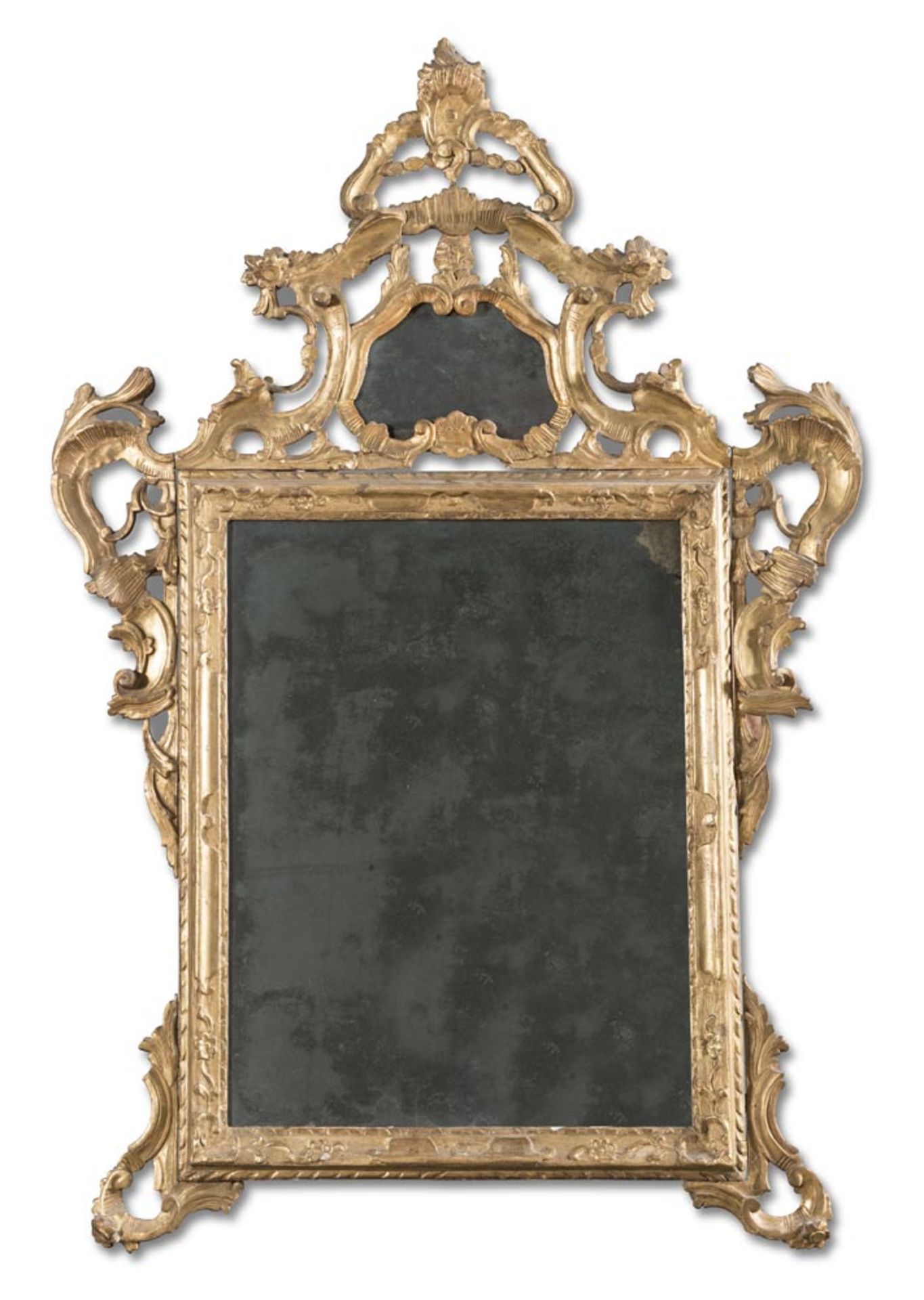 Carved and gilt wood mirror, Veneto, 18th Century.