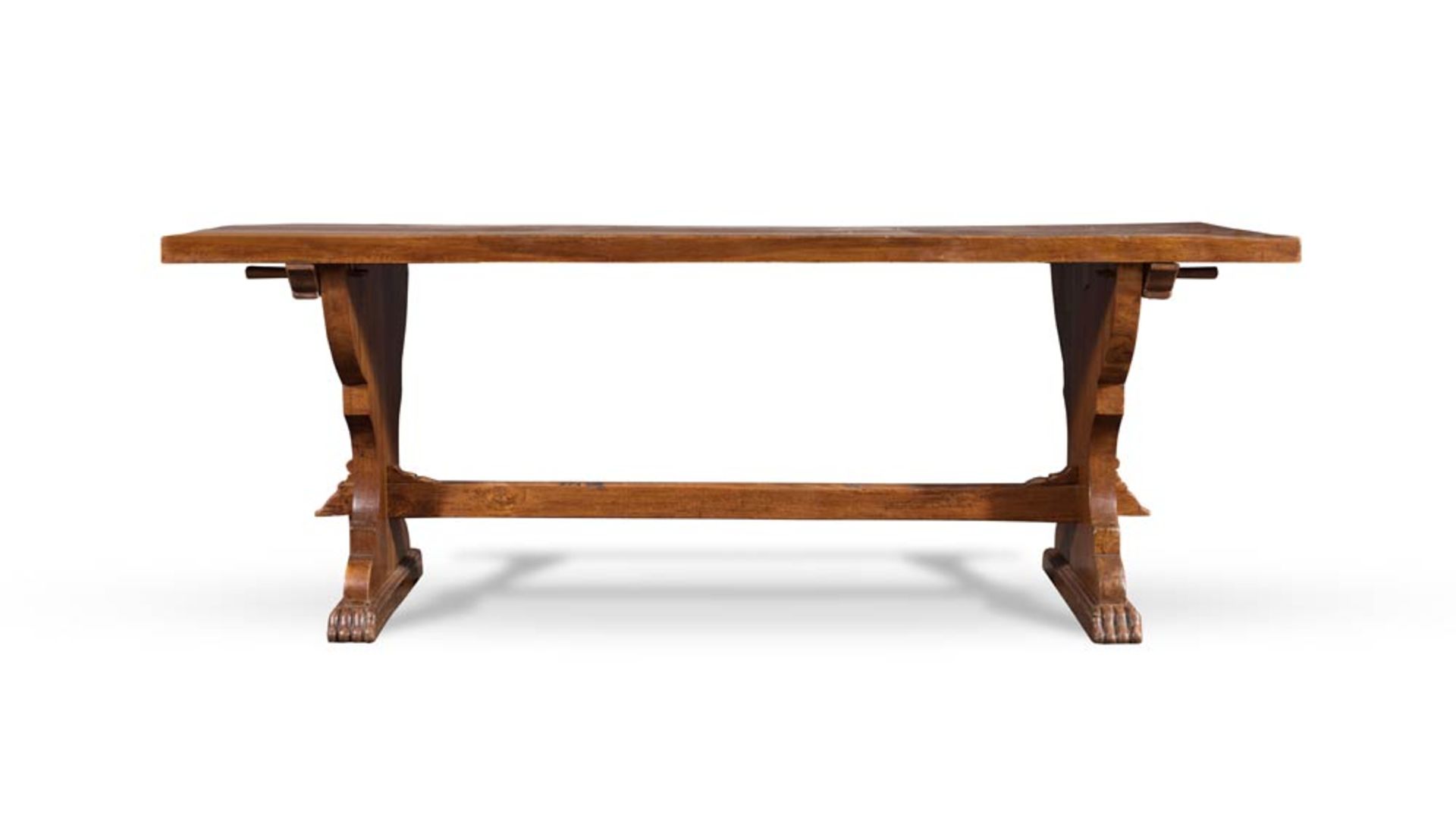 Walnut table, 20th Century, made by ancient elements.