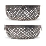 Pair of metal baskets, 20th Century.