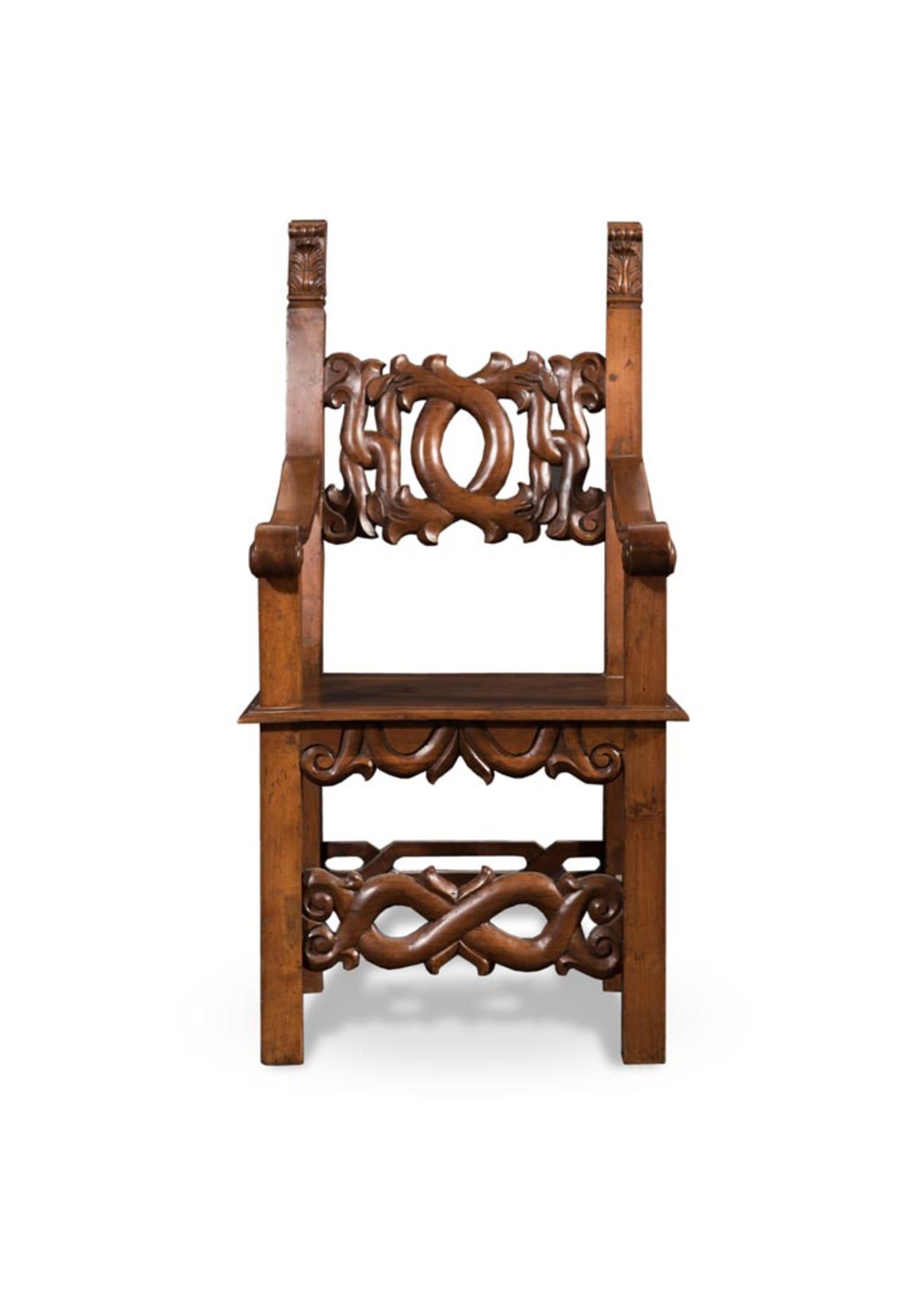 Walnut armchair, Emilia, 17th Century.